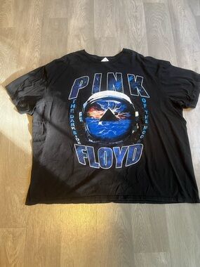 Pink Floyd Black Tee with Blue and White Astronaut Prism Graphic